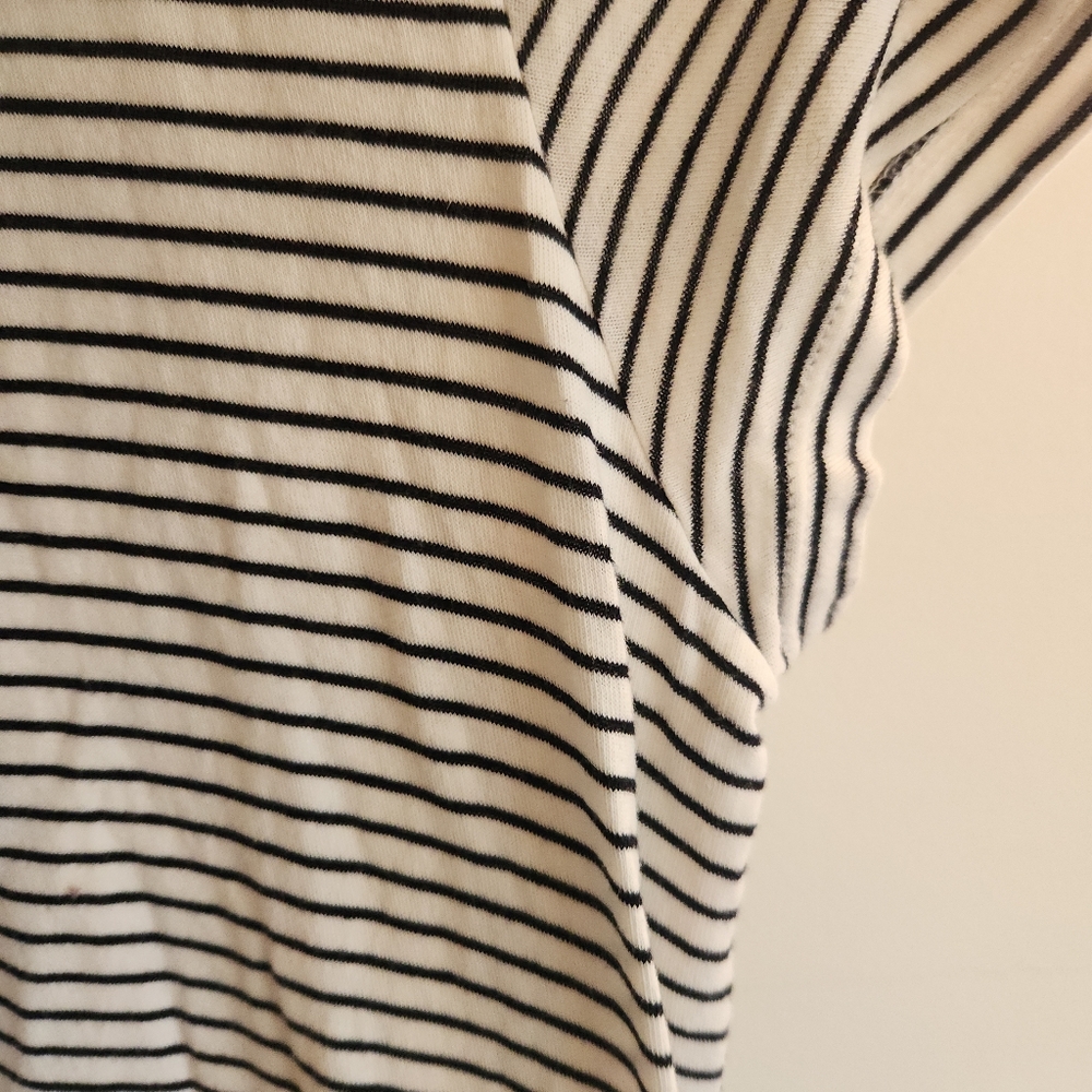 Vince Short Sleeve Tie-Side T-Shirt Mini Dress White Black Striped Large - Picture 6 of 8